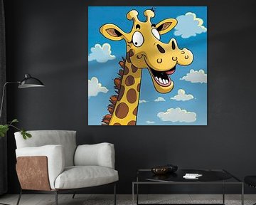 Blije giraffe in cartoon stijl van Harvey Hicks