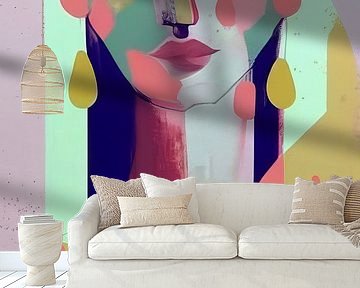 Contemporary abstract portret: "Muze in pastel" van Studio Allee