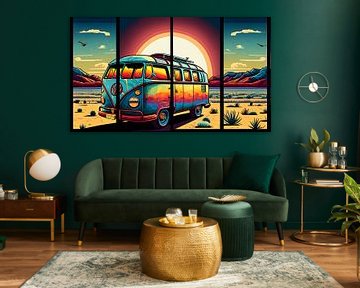 Volkswagen Transporter | Hippie Bus | Abstract Art sur AiArtLand