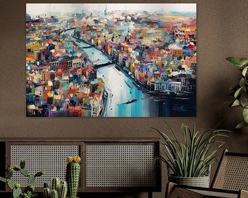 Amsterdam vanuit de lucht schilderij sur Tableaux ARTEO