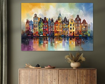 Amsterdam grachtenpanden van ARTEO Schilderijen