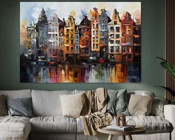 Amsterdam geschilderd abstract by ARTEO Paintings