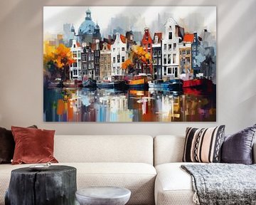 Boten in Amsterdam van ARTEO Schilderijen