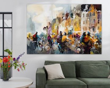 Fietsen in Amsterdam von ARTEO Gemälde