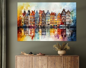 Grachtenpaden in kleur Amsterdam van ARTEO Schilderijen