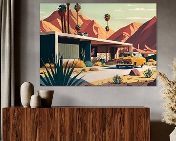Retro bungalow Arizona woestijn van Vlindertuin Art