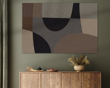 Bruin, grijs, beige organische vormen. Moderne abstracte retro geometrische kunst in aardetinten X van Dina Dankers