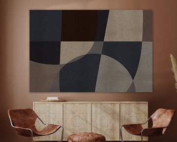 Bruin, grijs, beige organische vormen. Moderne abstracte retro geometrische kunst in aardetinten VII van Dina Dankers