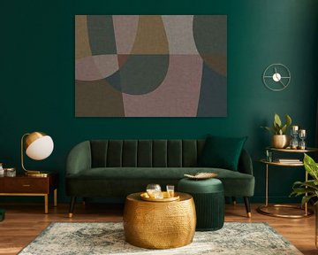 Pink, brown, green organic shapes. Modern abstract retro geometric art in warm pastel colors  V by Dina Dankers