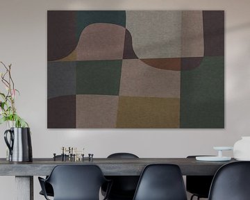 Pink, brown, green organic shapes. Modern abstract retro geometric art in warm pastel colors  VII by Dina Dankers