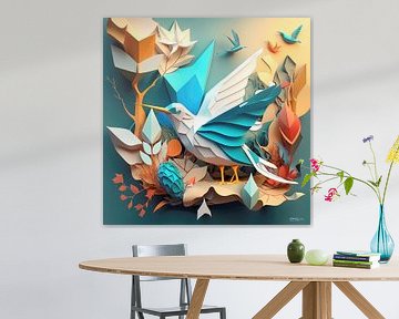 origami van een vogel van Gelissen Artworks