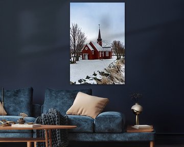 Petite église rouge en Norvège sur Aimee Doornbos