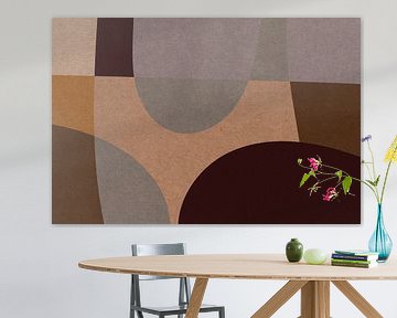 Yellow, pink and brown organic shapes. Modern abstract retro geometric art in warm pastel colors  I by Dina Dankers