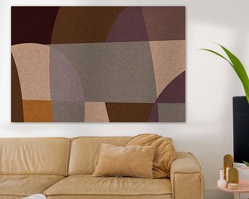 Yellow, pink and brown organic shapes. Modern abstract retro geometric art in warm pastel colors V by Dina Dankers