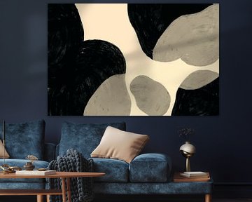 Scandinavia Organic Abstract in Beige Zwart van Mad Dog Art