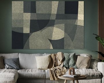 Formes et lignes organiques abstraites. Art géométrique de style rétro en gris II sur Dina Dankers