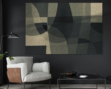 Abstract organic shapes and lines. Retro style geometric art in grey VI by Dina Dankers