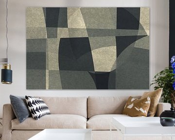 Abstract organic shapes and lines. Retro style geometric art in grey VII by Dina Dankers