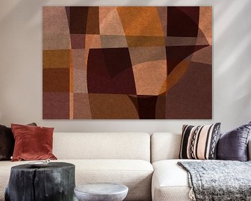 Abstract organic shapes and lines. Retro style geometric art in beige, brown, pink V by Dina Dankers