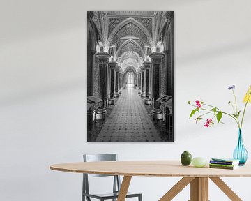 Interieur Monserrate Paleis in zwart-wit, Sintra, Portugal van Adelheid Smitt