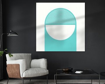 Geometrische Retro Vormen Abstractie Turquoise van Mad Dog Art