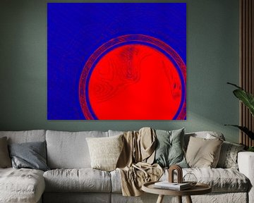 Retro Zonsondergang Abstractie Rood Blauw van Mad Dog Art