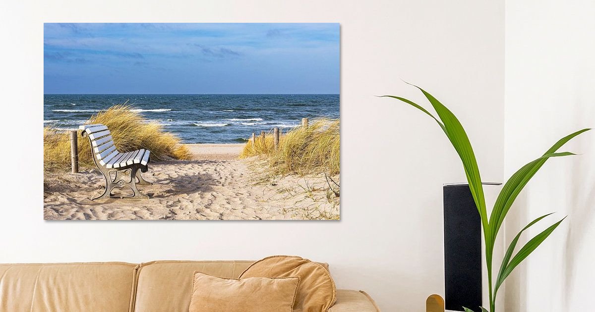 Rico und Küste Müritz der Poster in Ostsee Graal Leinwand, | an der Ködder mit von auf ArtFrame, Art Sitzbank Heroes mehr Strand