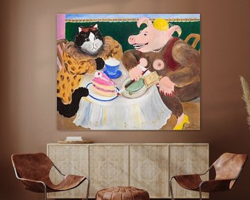 Schweinehündin mit Freundin im Café van Dorothea Linke