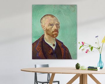 Vincent van Gogh. Zelfportret. Retro schilderij in groen en bruin van Dina Dankers