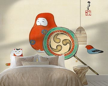 Kamisaka Sekka. Speelgoed. Japanse kunst ukiyo-e. Retro Japandi. van Dina Dankers