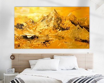 Gemälde Schwarz Gold | Oblong Gemälde | Großes Gemälde Wohnzimmer von AiArtLand