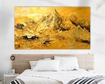 Schilderij Zwart Goud | Langwerpig Schilderij | Groot Schilderij Woonkamer van AiArtLand