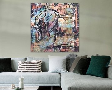 Colourful and cool artwork of an elephant by Emiel de Lange