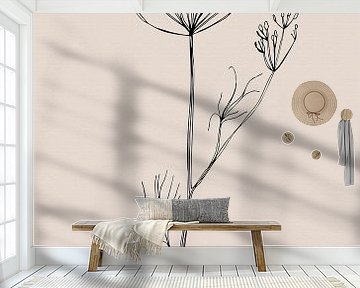 Japandi. Boho botanische plant op beige nr. 2 van Dina Dankers