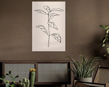 Japandi. Boho botanische Pflanze auf beige Nr. 10 von Dina Dankers