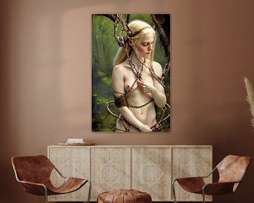 Princesse de la forêt elfique enchaînée NSFW AI Art