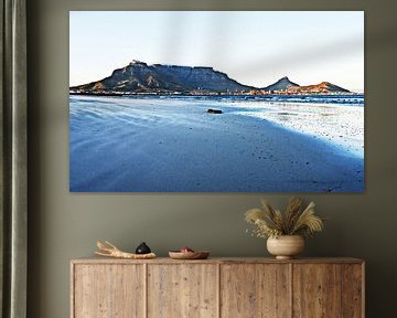 Table Mountain in Cape Town at sunrise mixed media by Werner Lehmann