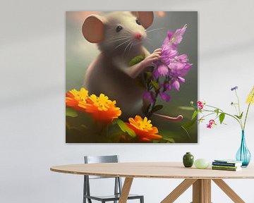 Muis in de bloemenweide van Babetts Bildergalerie