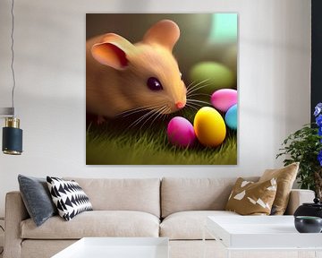 Maus mit bunten Ostereiern von Babetts Bildergalerie
