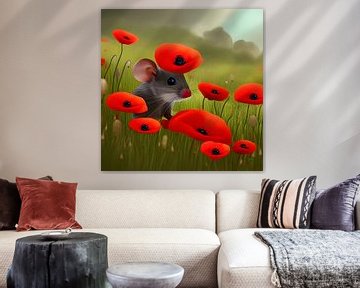 Maus zwischen Mohnblumen von Babetts Bildergalerie