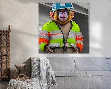 Affe als Bauarbeiter von Babetts Bildergalerie