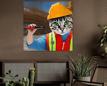 Kat als bouwvakker van Babetts Bildergalerie