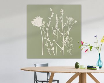 Meadow Botanical art in Sage Green en Beige nr. 2 van Dina Dankers