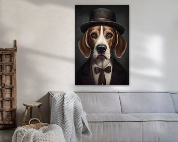 Een beagle met hoed, dieren poster van ArtfulAurora