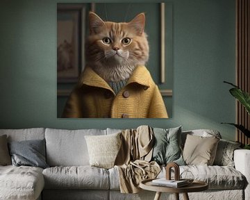 Coole Katze, rote Katze in matten Farben von Studio Allee