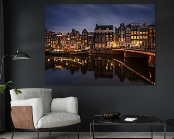 Amsterdam Singel by Night van Oscar Karels