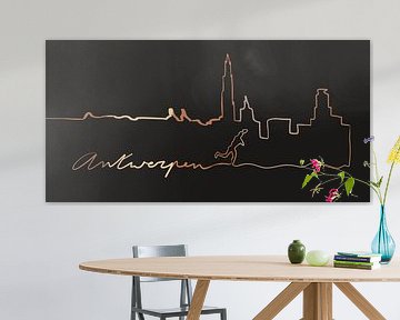 Antwerpen skyline line art van Kirtah Designs