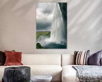 Seljalandsfoss waterval in IJsland op een stormachtige dag van Sjoerd van der Wal Fotografie