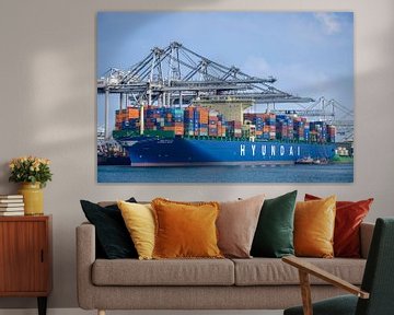 Containerschiff im Amazonashafen auf der Maasvlakte bei Rotterdam von Sjoerd van der Wal