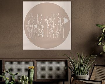 Prairie scandinave fleurs sauvages minimalistes en beige no. 1 sur Dina Dankers